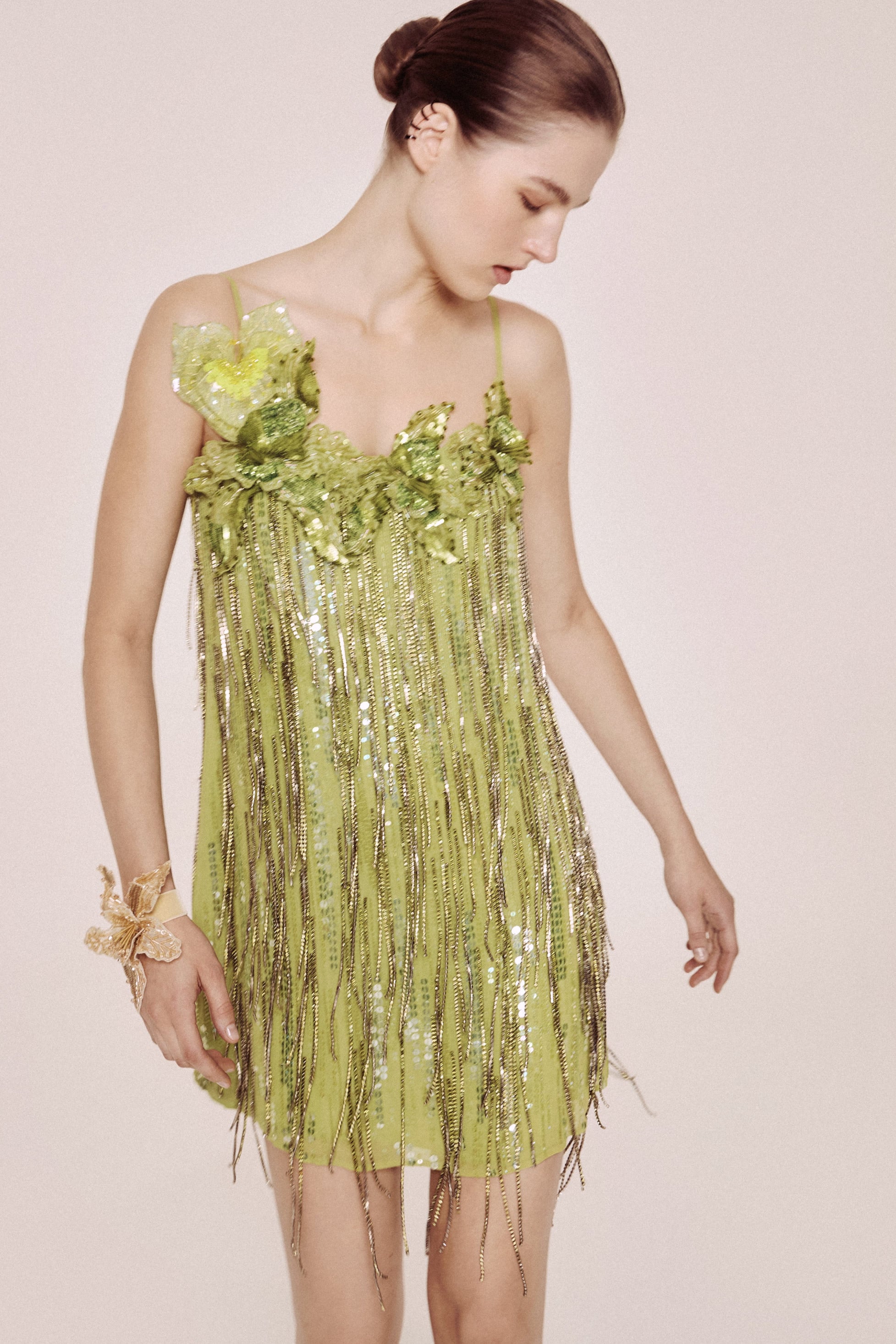 Georgette dress with floral detailing AmenStyle dress AMEN.