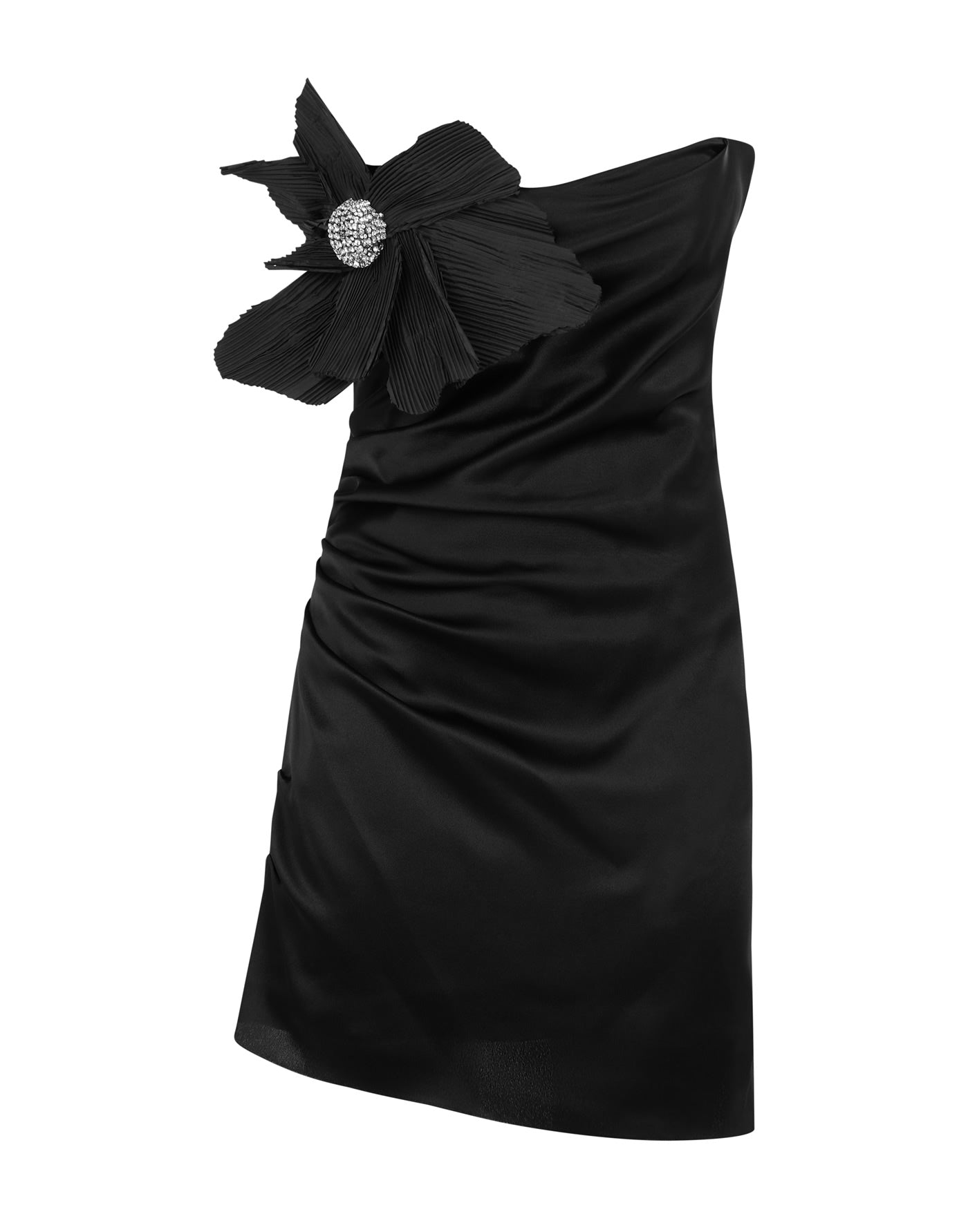 Satin Mini Dress with Flower