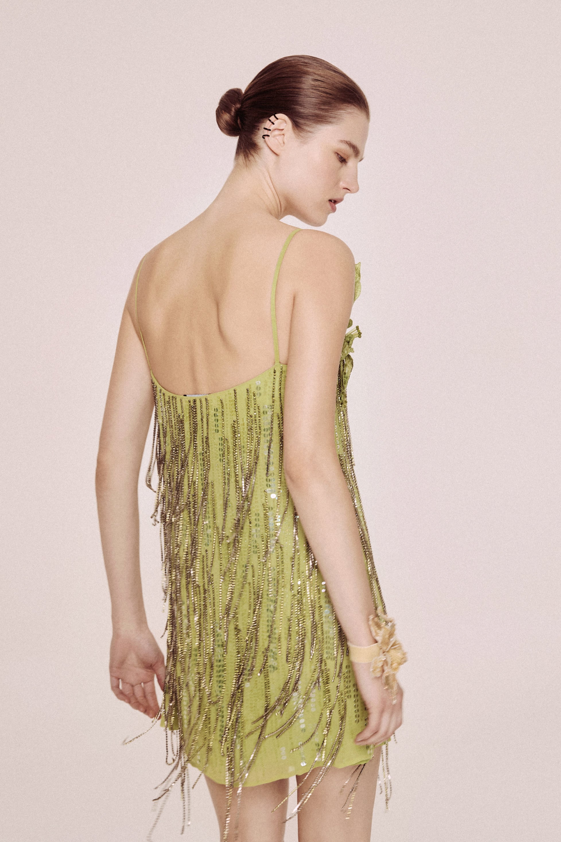 Georgette dress with floral detailing AmenStyle dress AMEN.