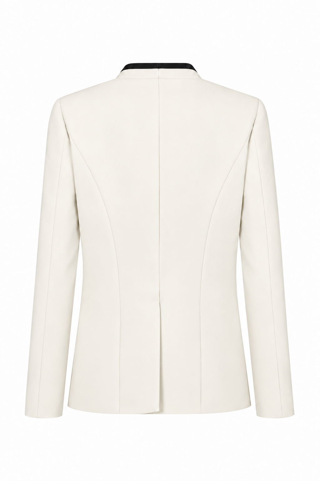 AMEN cream wool gabardine jacket with tonal satin lapels and tailored pockets front view
