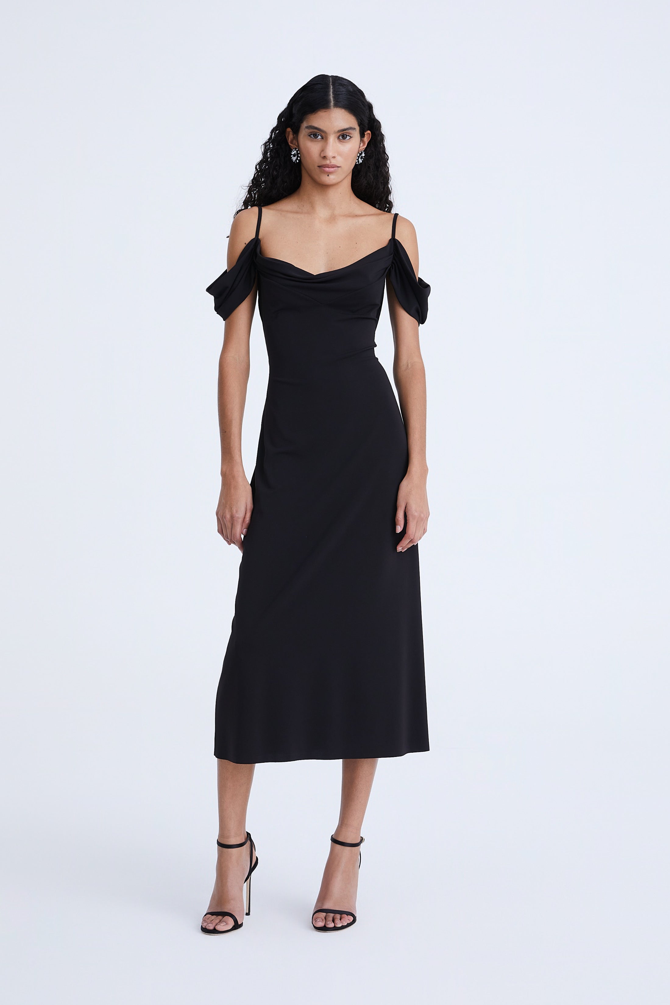 Off-Shoulder Draped Midi Dress AmenStyle dress AMEN.