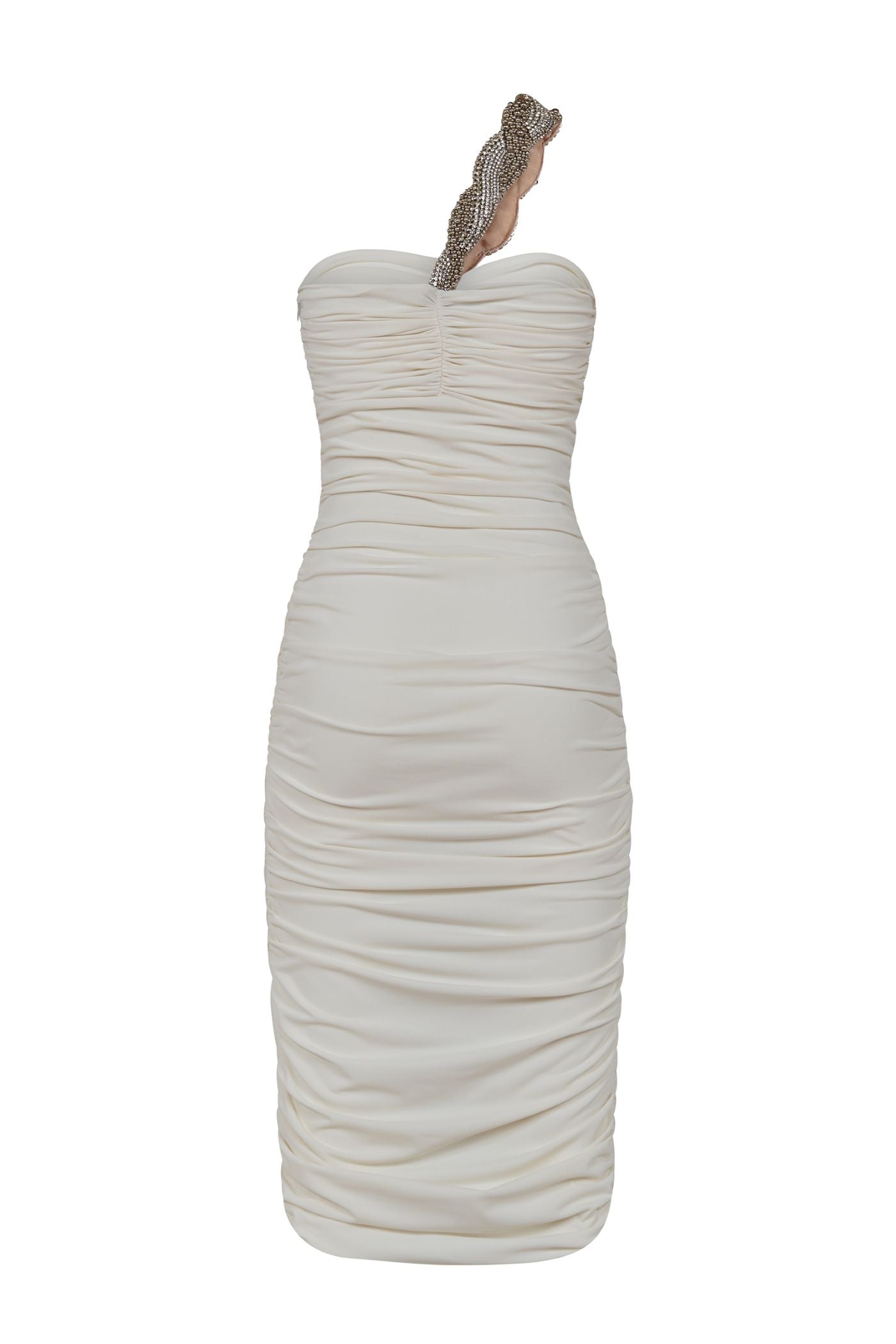 Draped Jersey Dress with Embellishment