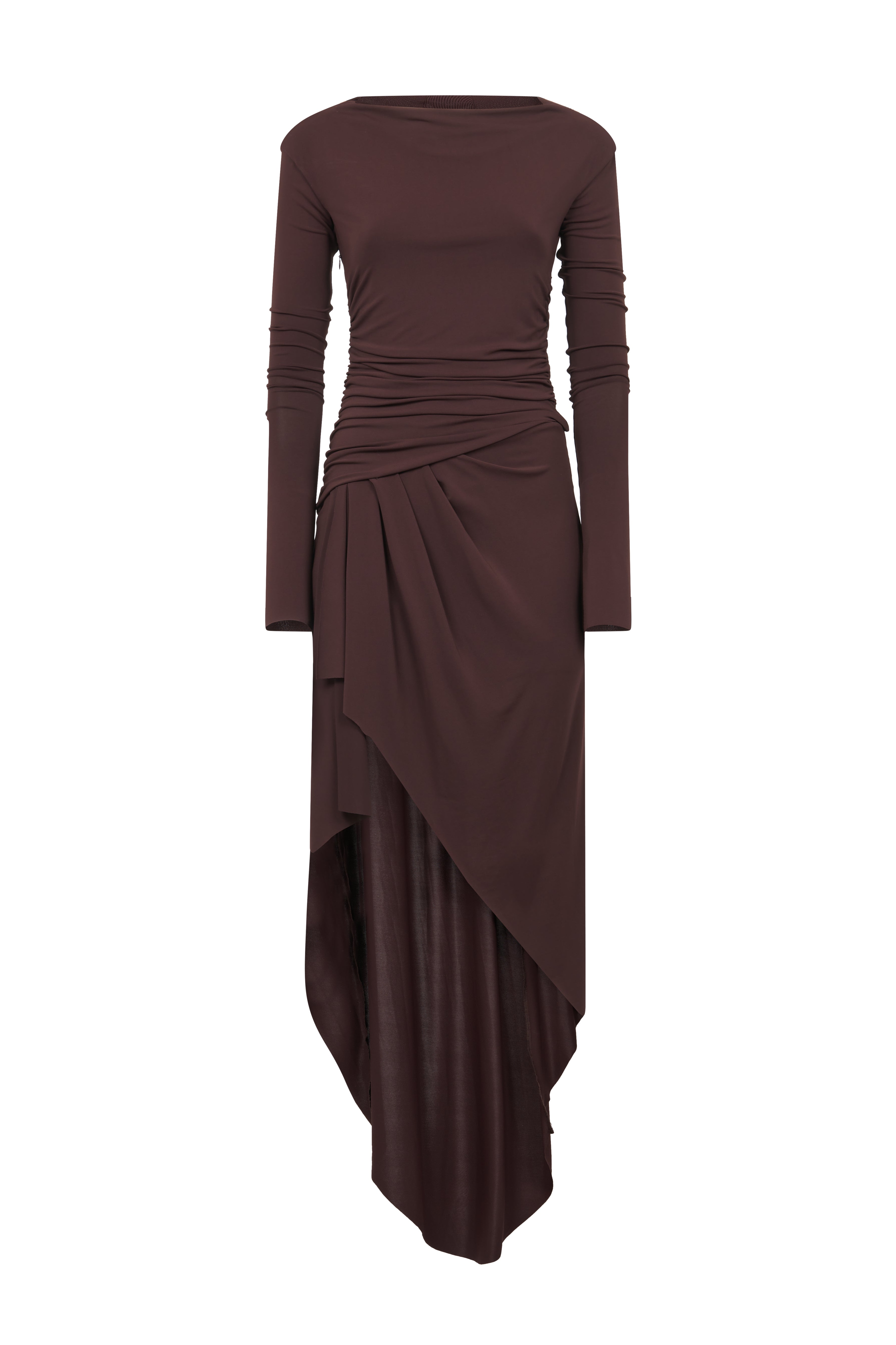 Long Draped Fluid Jersey Dress