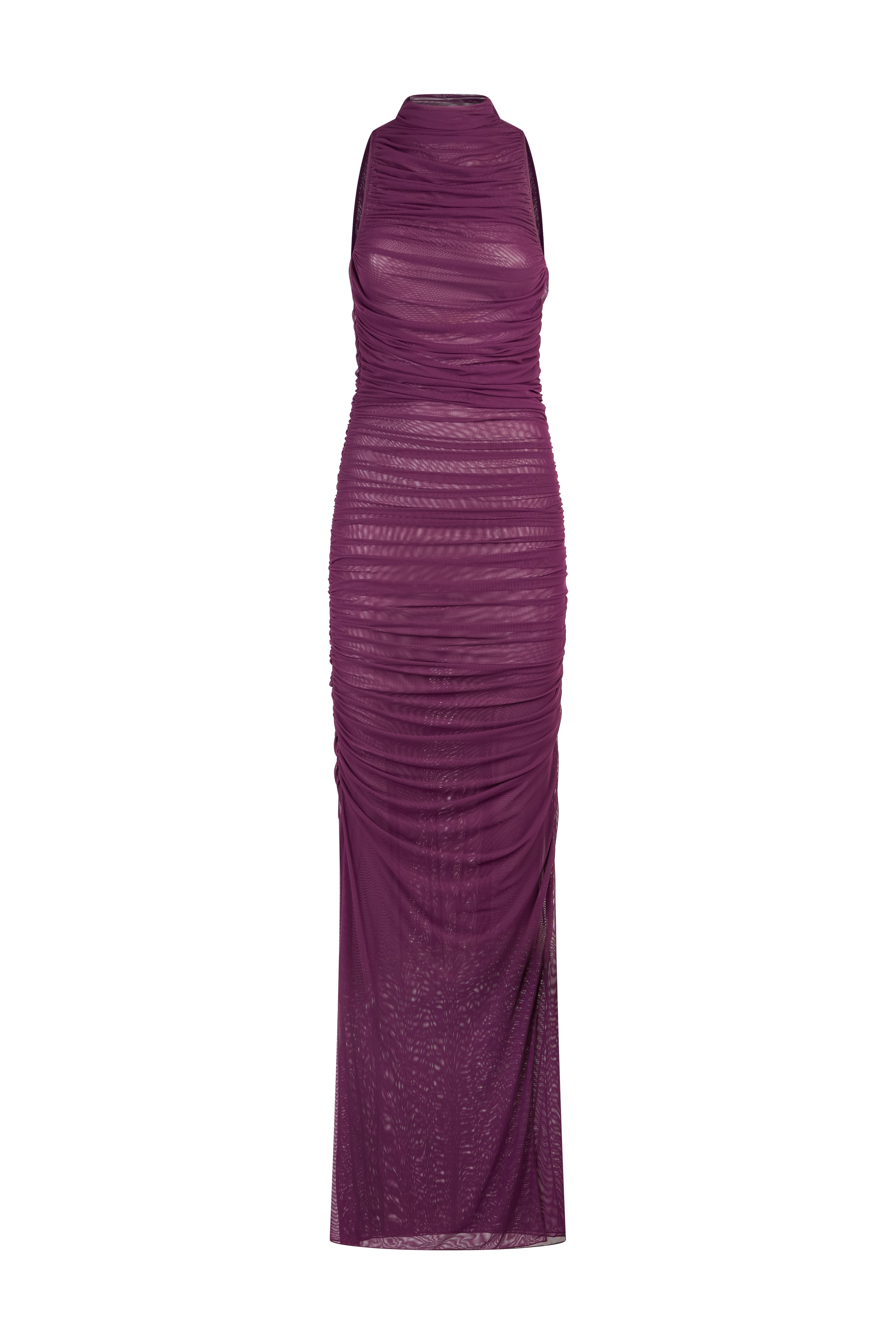 Long Net Ruched Dress