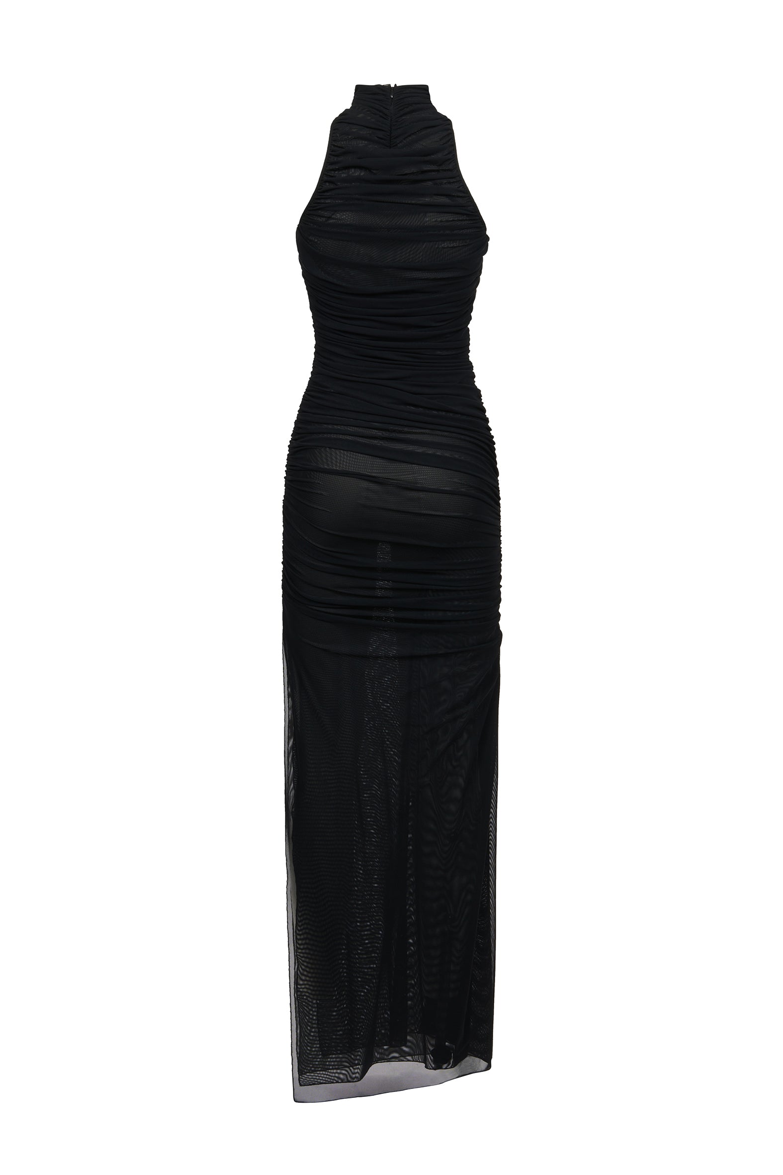 Long Net Ruched Dress