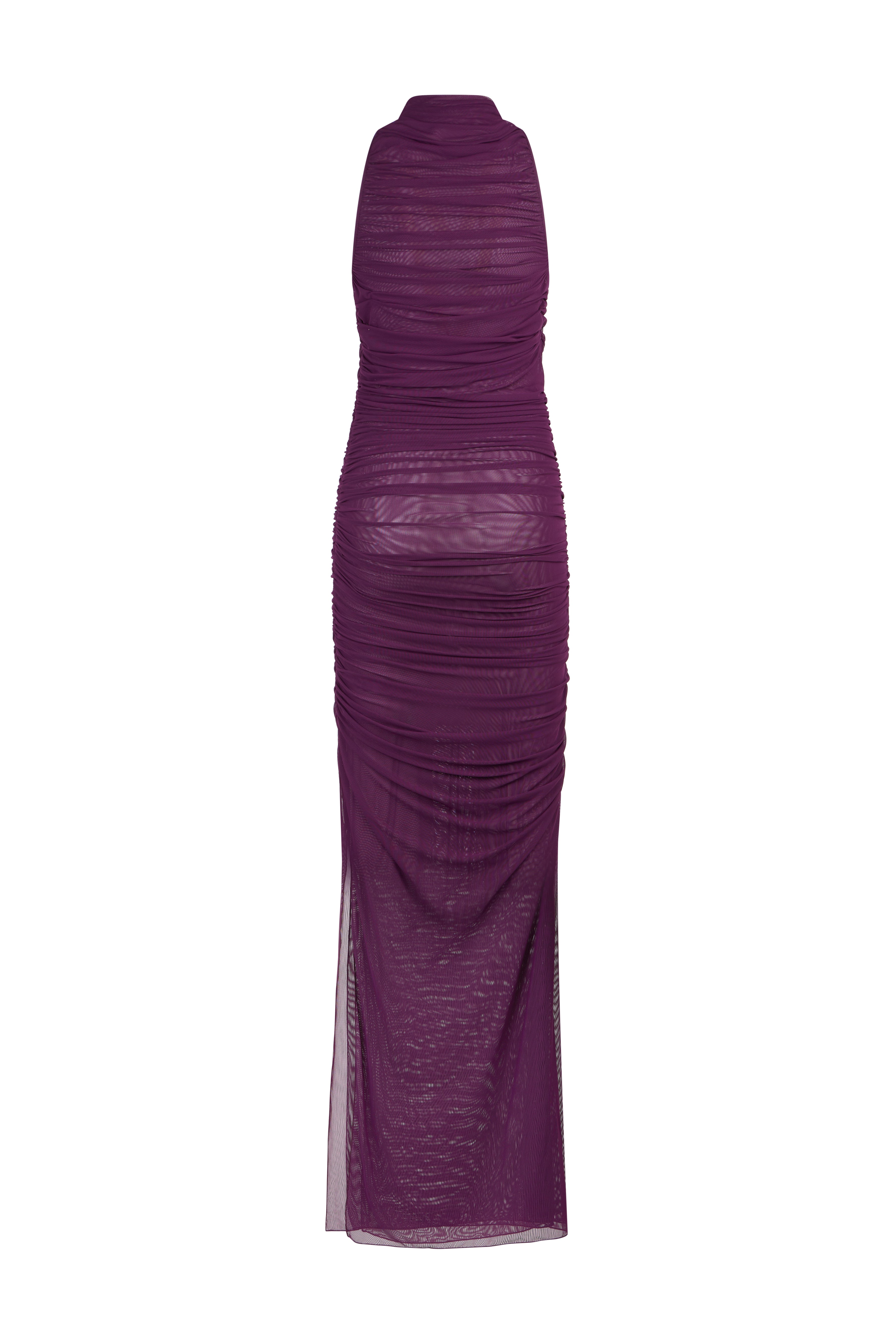 Long Net Ruched Dress