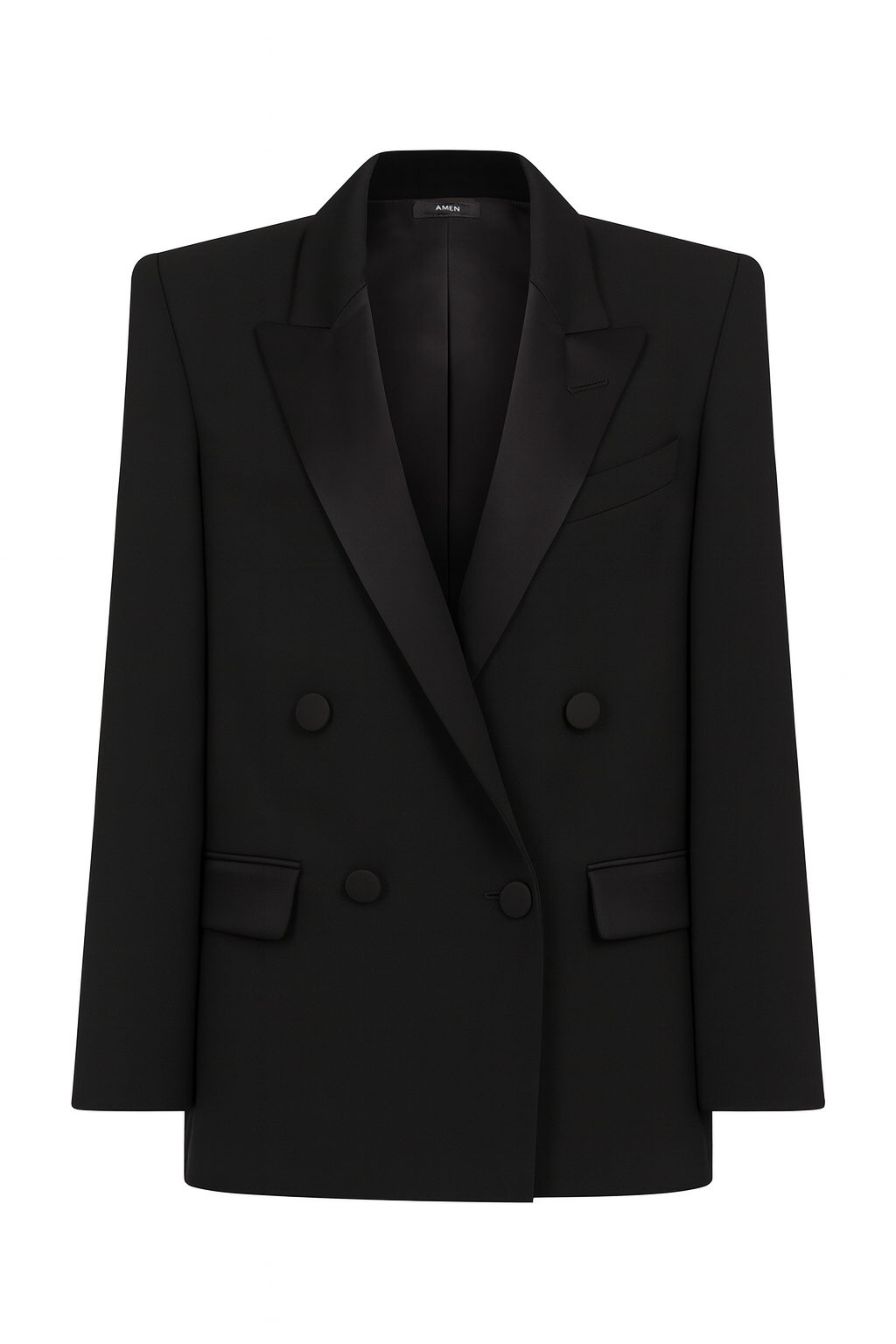 Double-Breasted Satin Blazer
