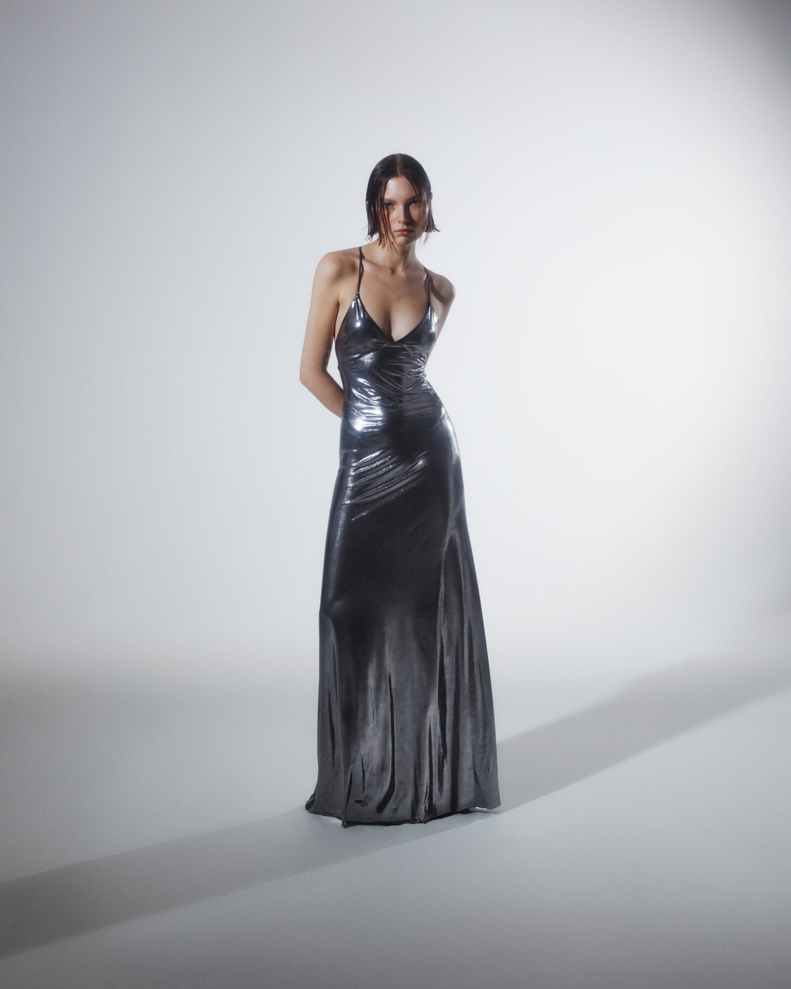 Long dress in laminated jersey AmenStyle dress House Of Amen.