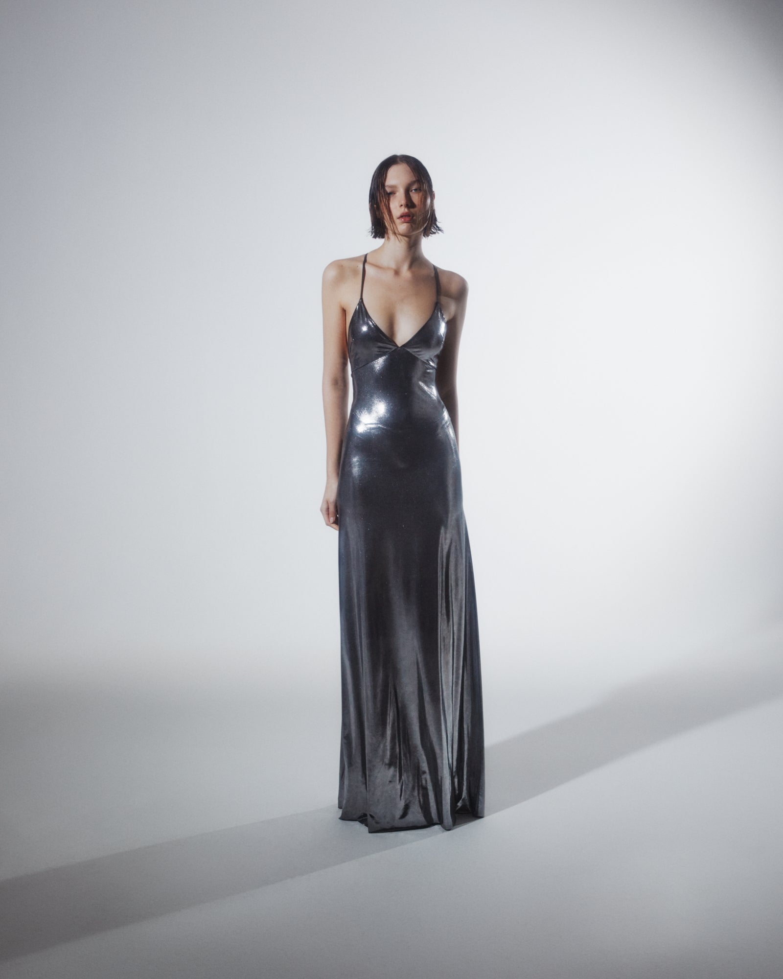 Long dress in laminated jersey AmenStyle dress House Of Amen.