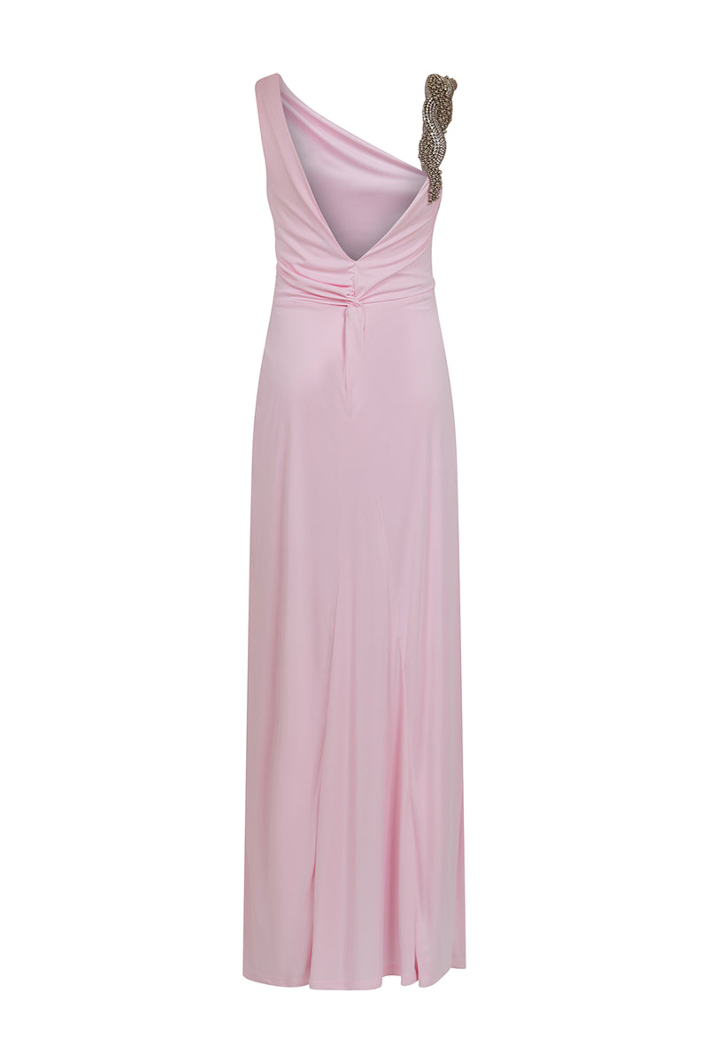 Draped One-Shoulder Long Dress