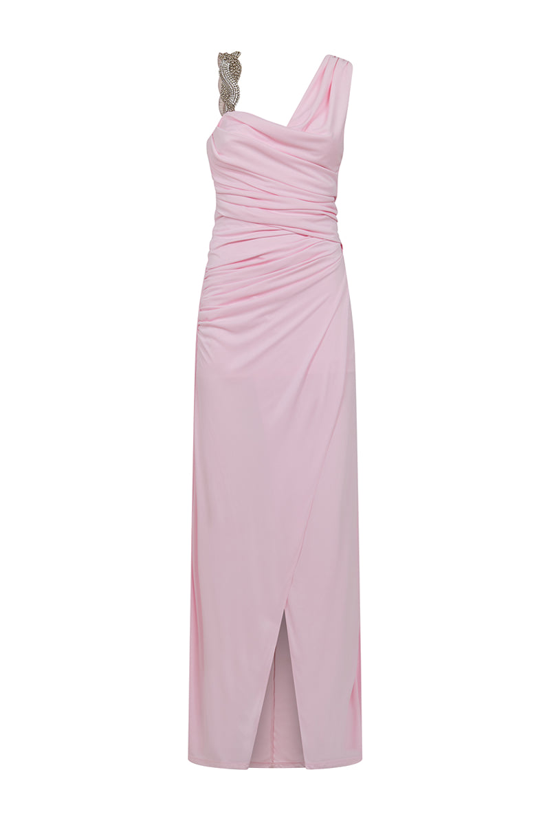Draped One-Shoulder Long Dress