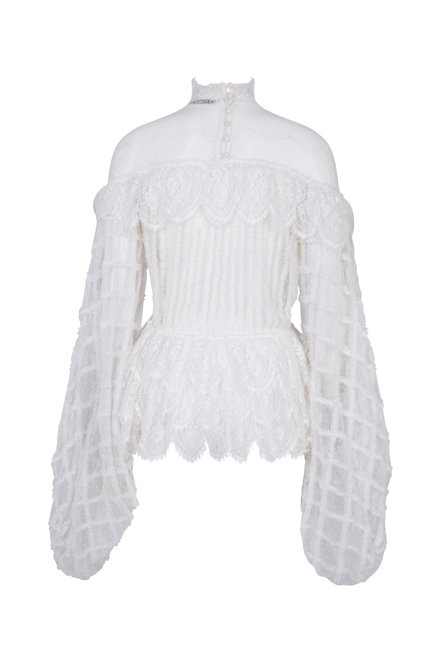 AMEN pois d'esprit lace blouse in ivory with sheer lace details back view