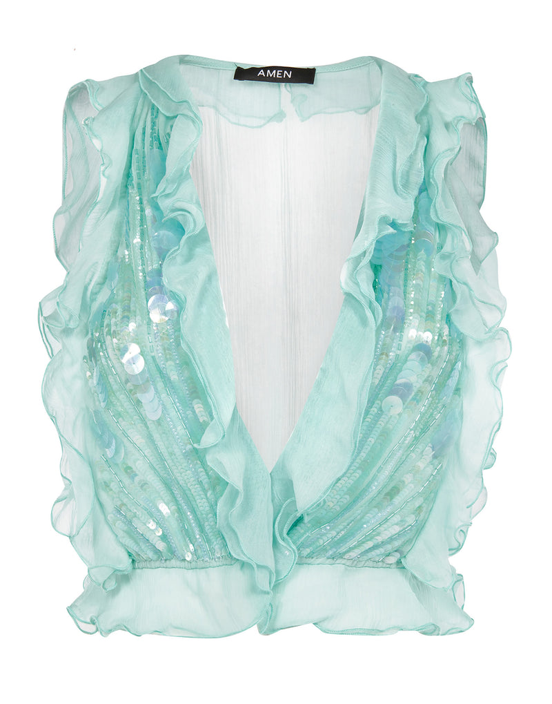 Top in chiffon with rouches