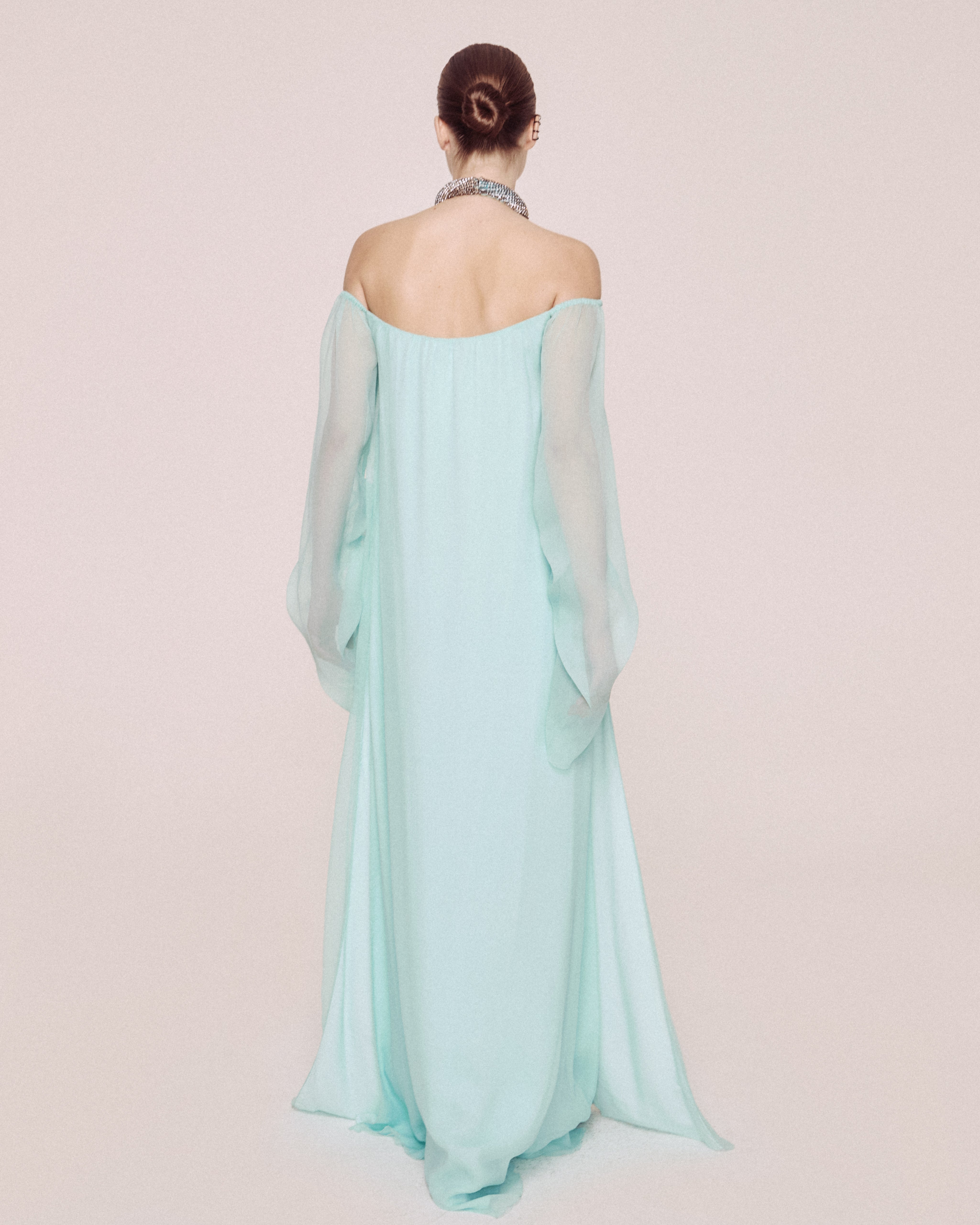 Long silk chiffon kaftan