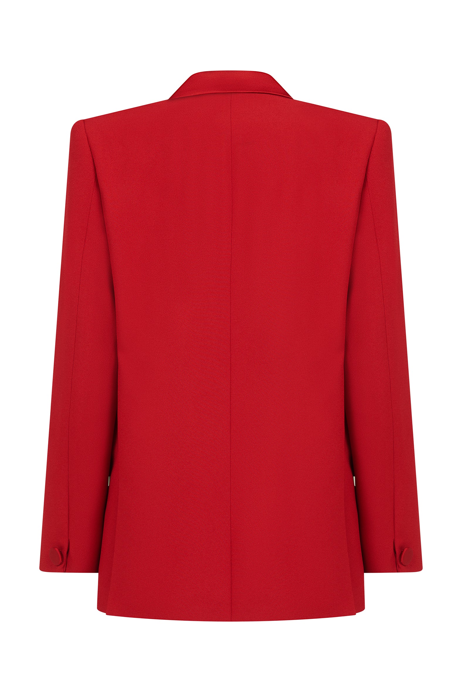 AMEN red enver satin blazer with tailored cut – back view.
