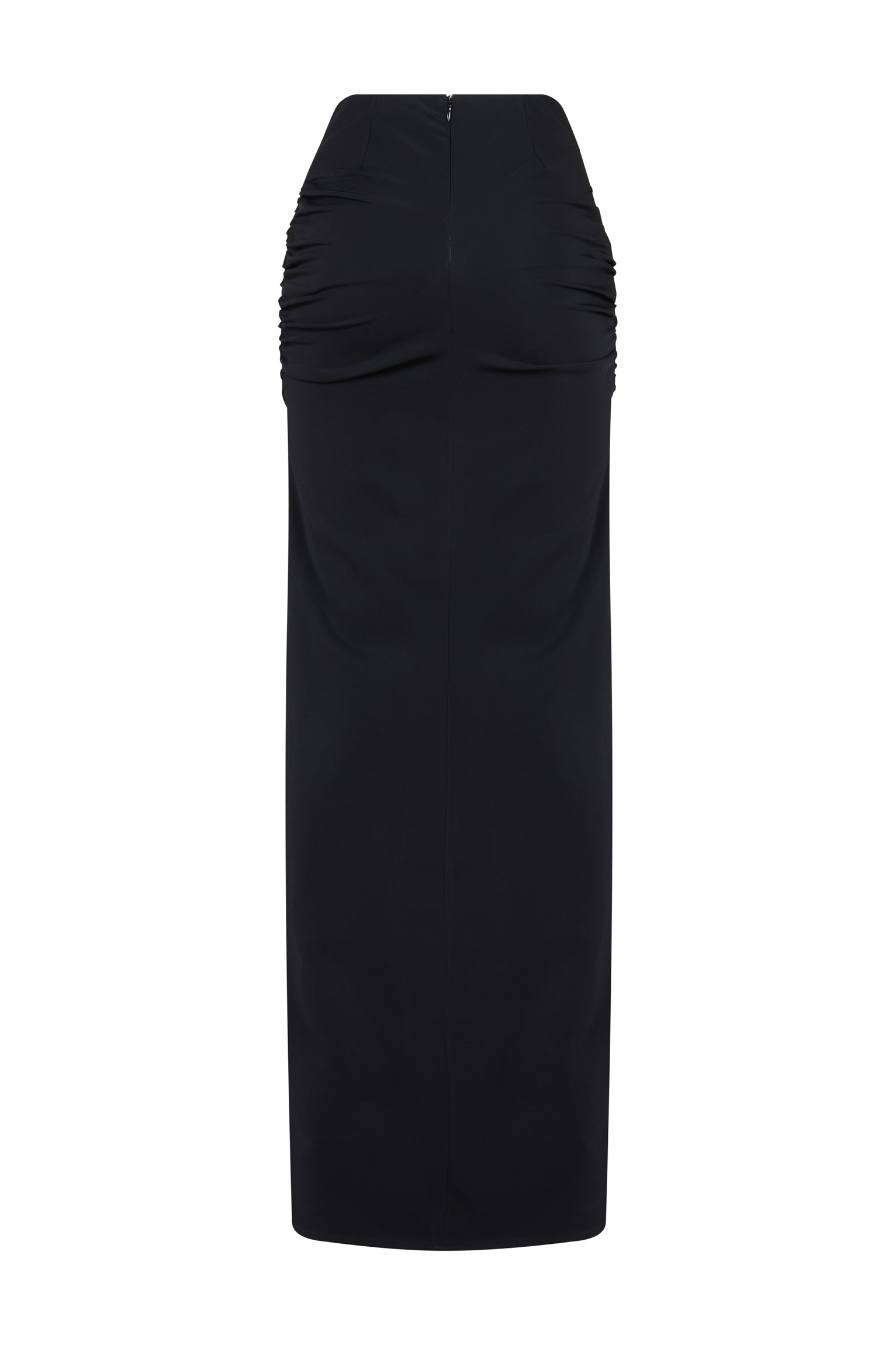 AMEN black crepe long skirt — back view.