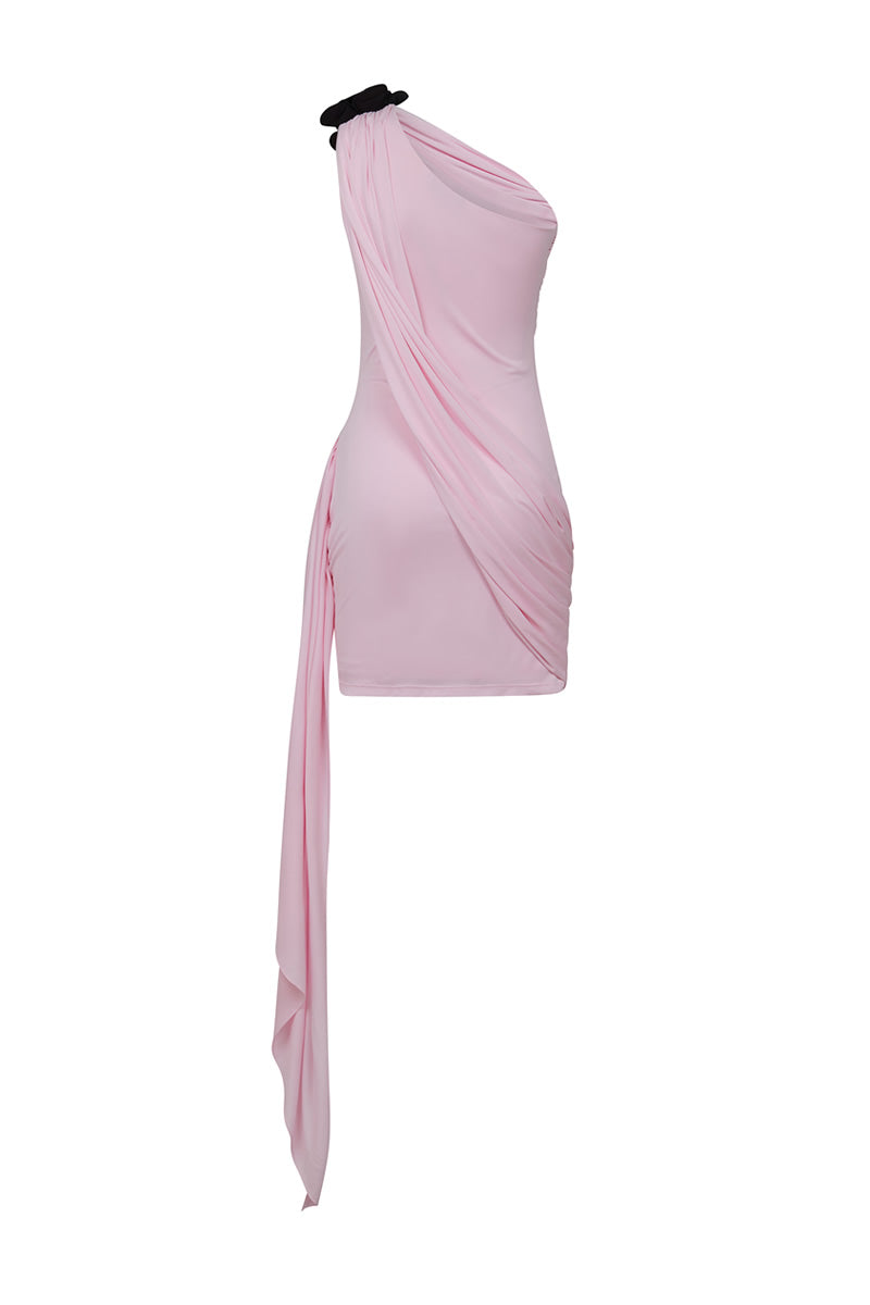 One-Shoulder Draped Jersey Dress