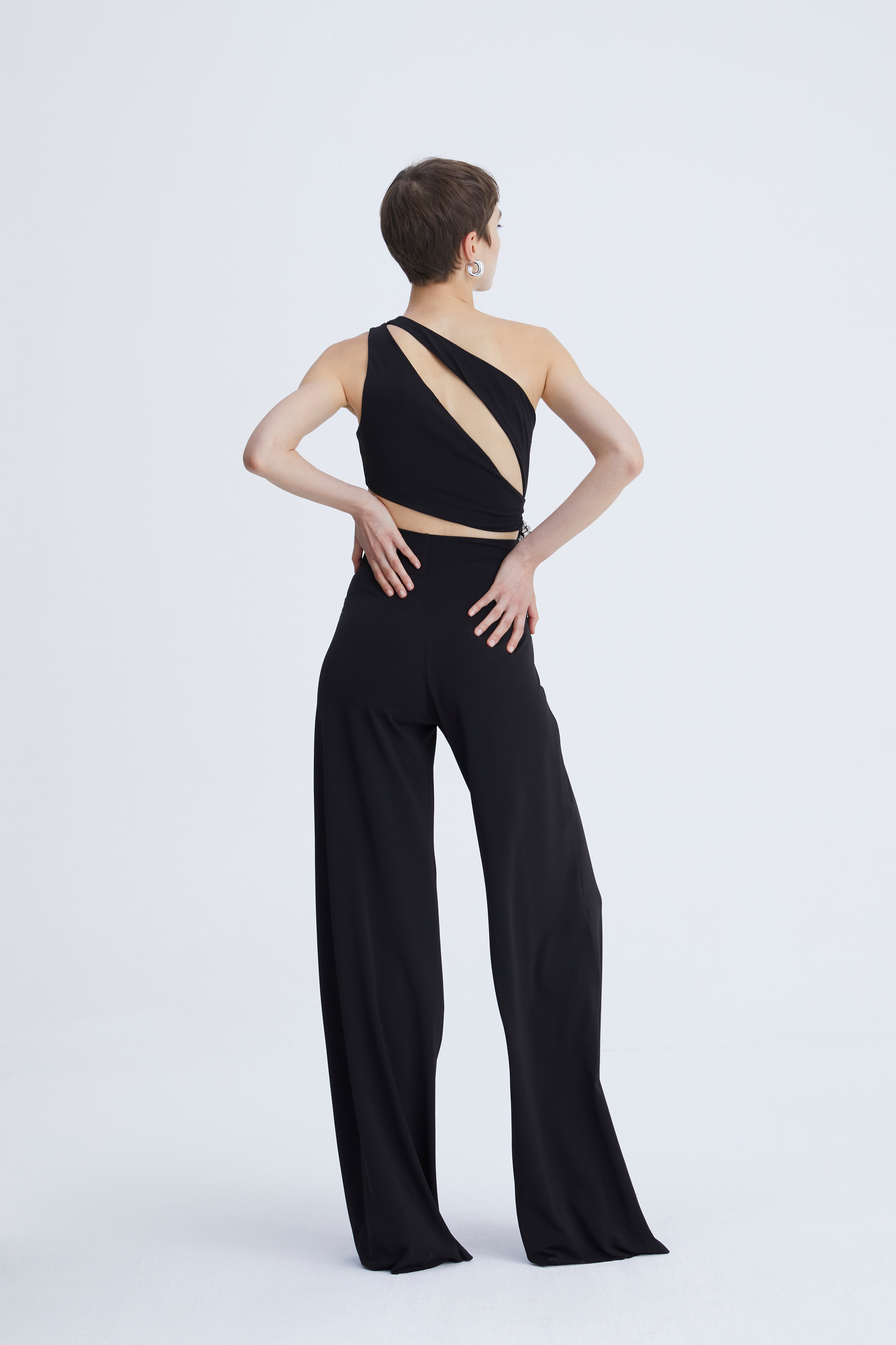 One-Shoulder Embellished Jumpsuit