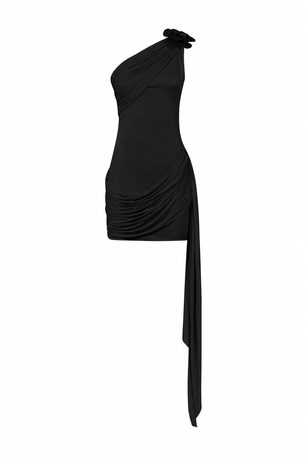 One-Shoulder Draped Jersey Dress