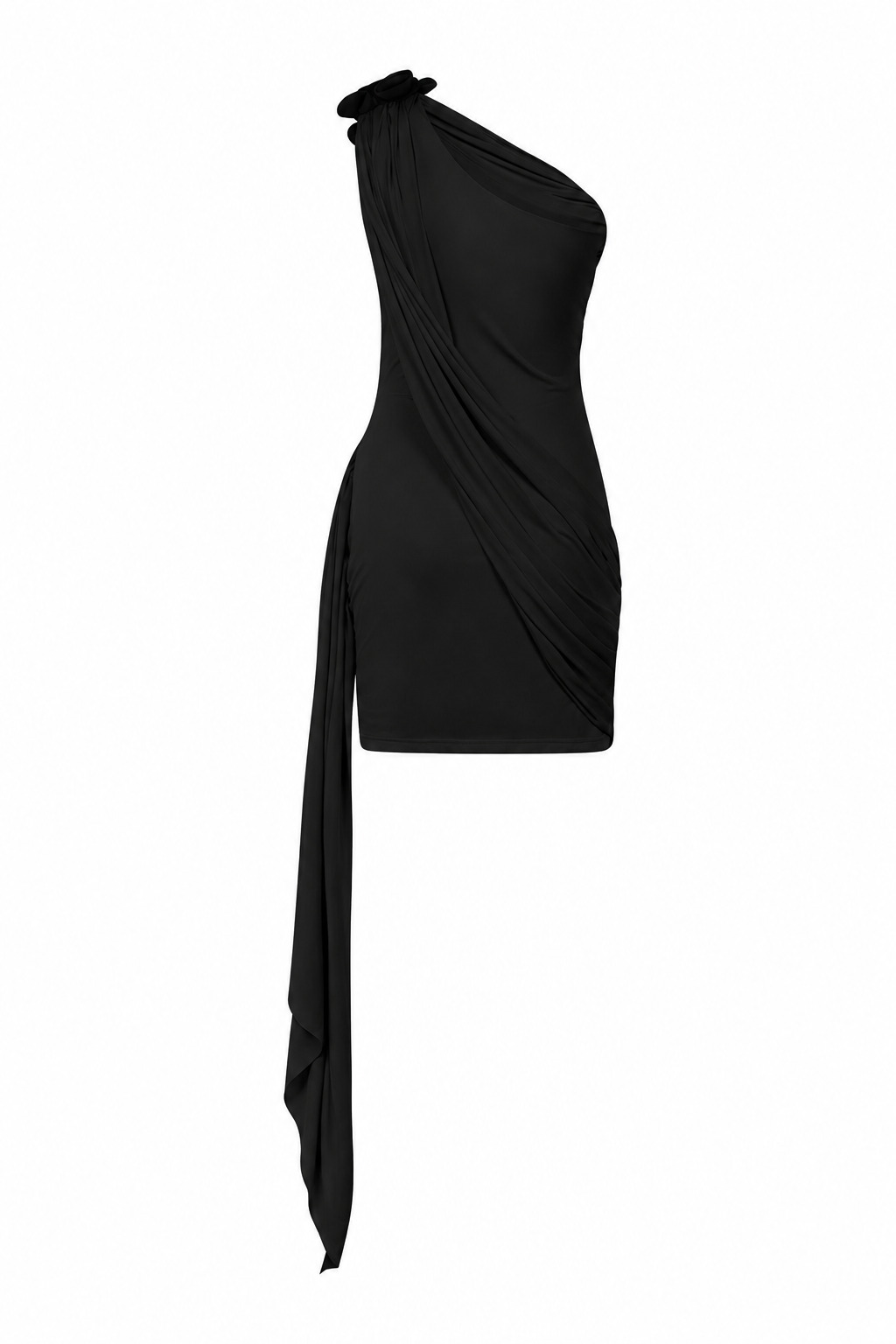 One-Shoulder Draped Jersey Dress
