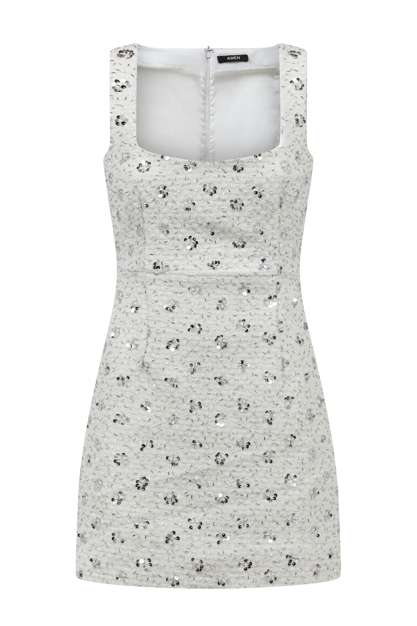Embroidered Tweed Mini Dress