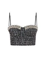 Embroidered bustier in bouclé