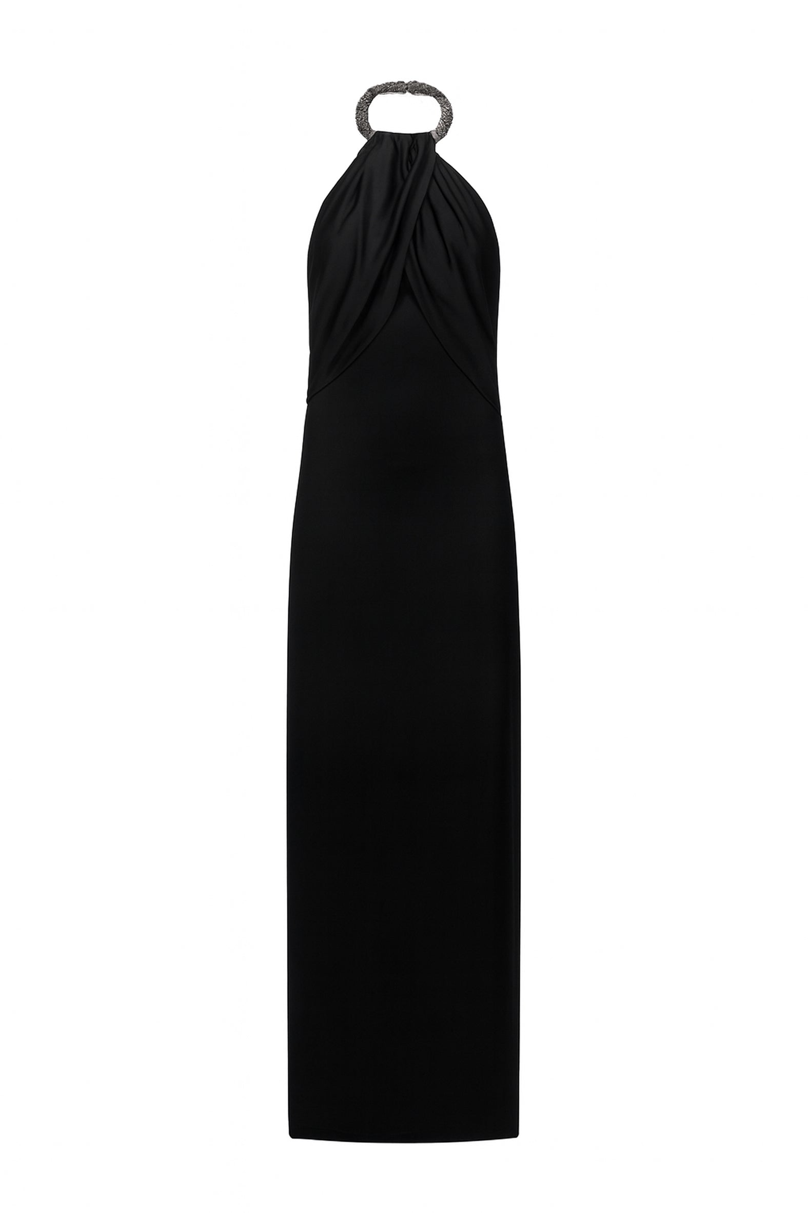 Crepe Dress with Torchon Neck