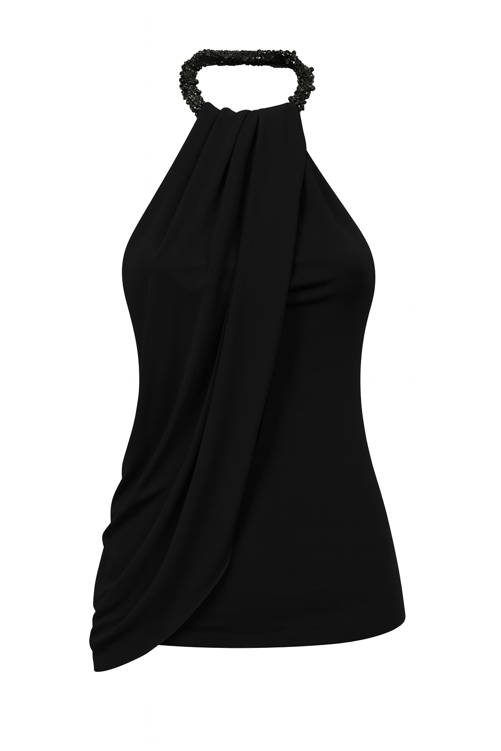 Draped Top with Torchon Neckline