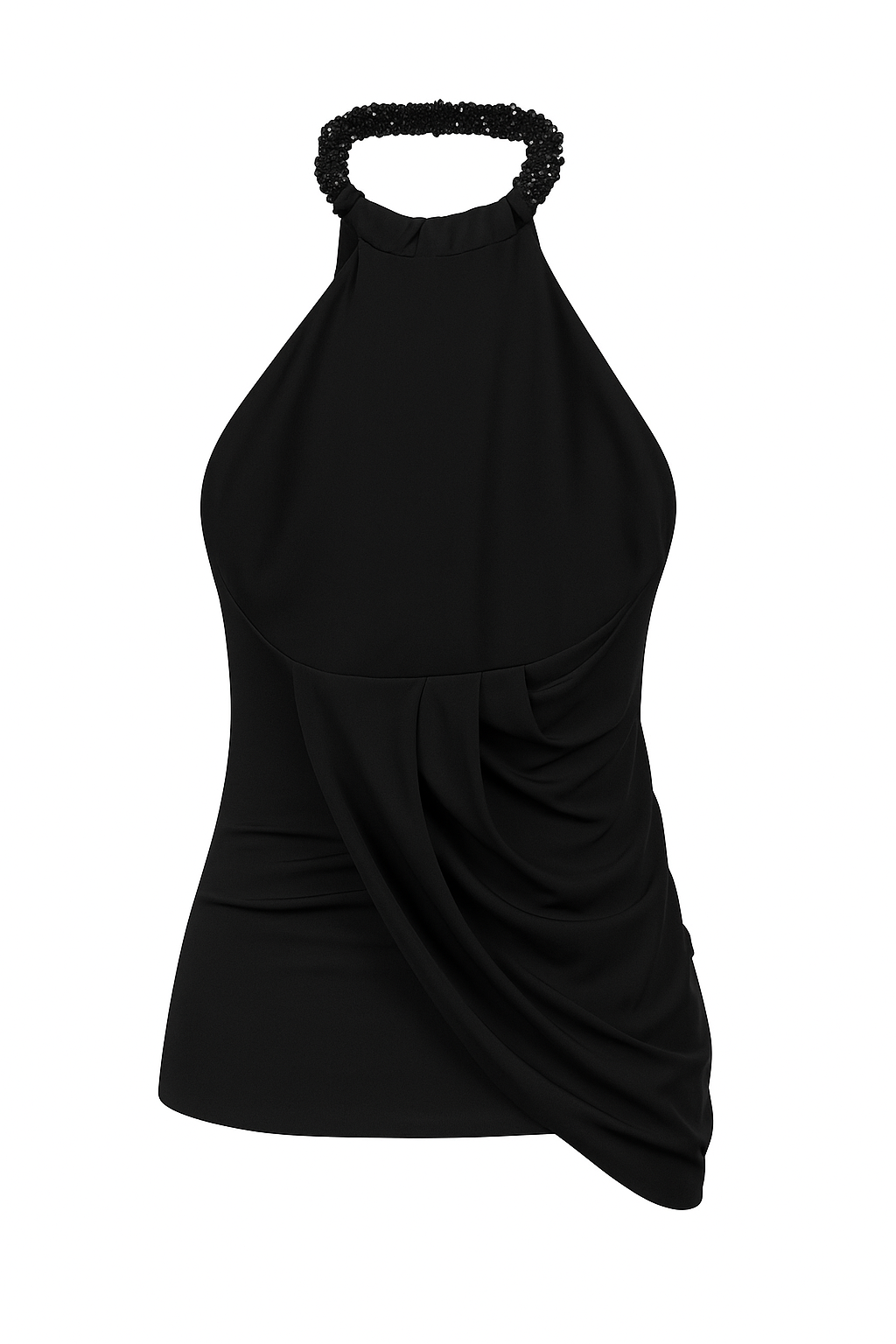 Draped Top with Torchon Neckline