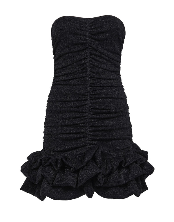 Dress with ruffle in lurex