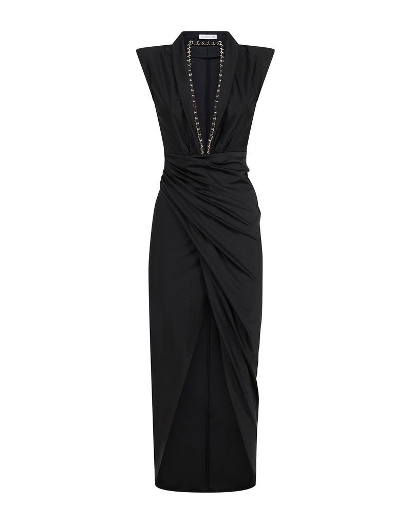 Long dress in lycra with chain