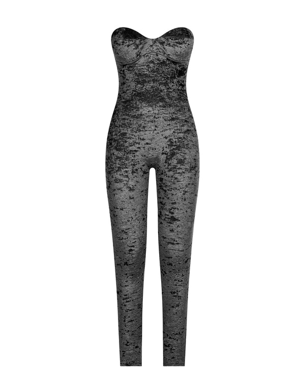 Jumpsuit in crushed velvet