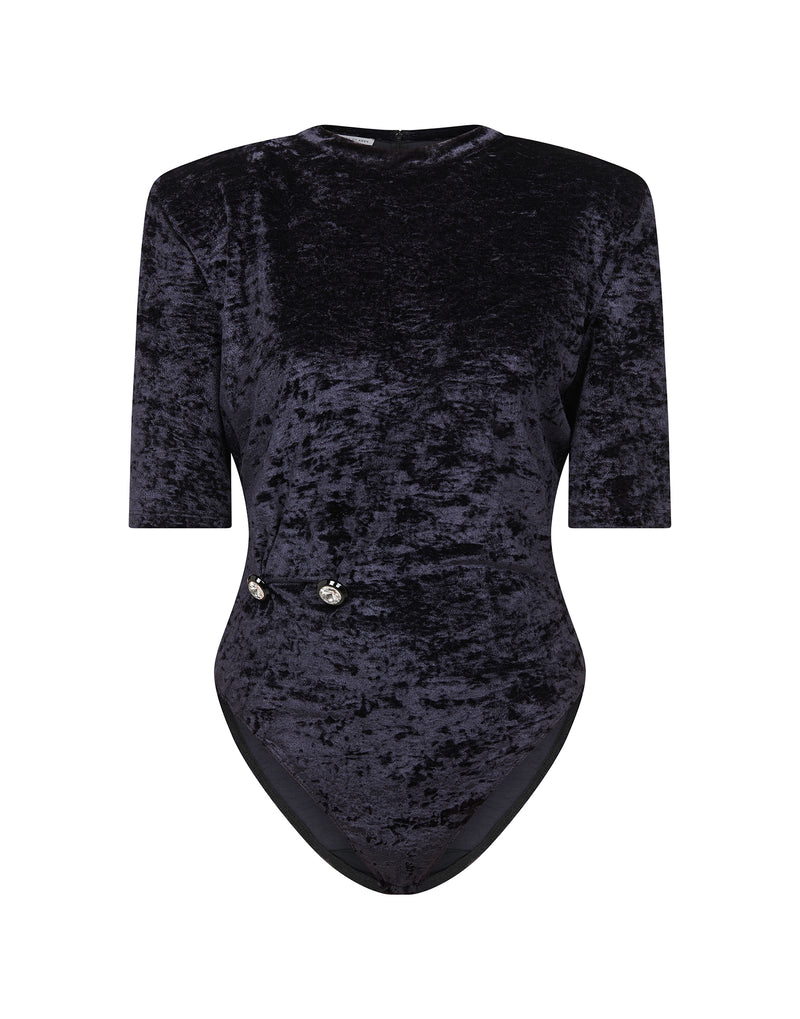 Bodysuit in crushed velvet