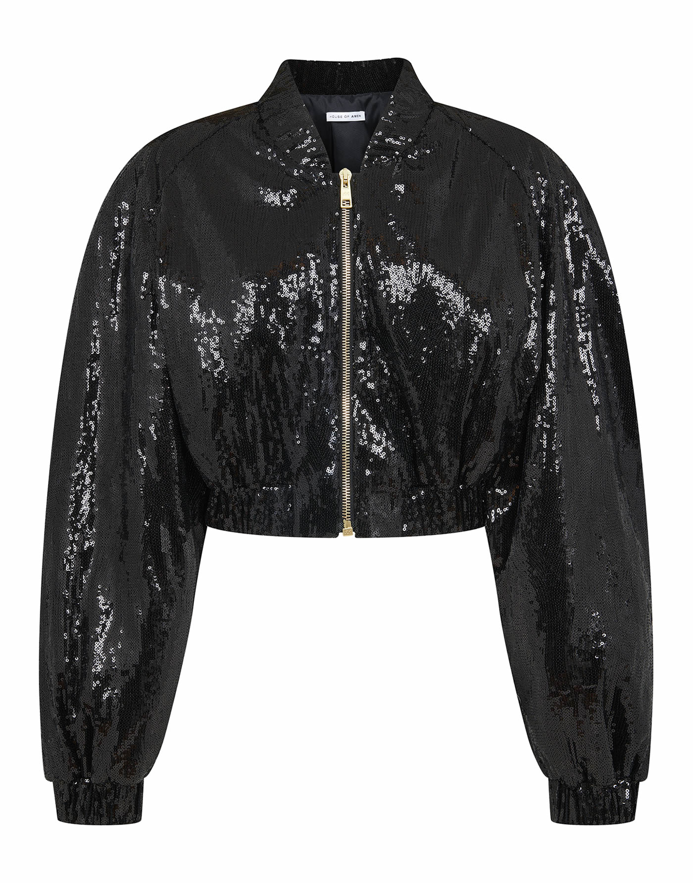 Sequin Cropped Bomber Jacket