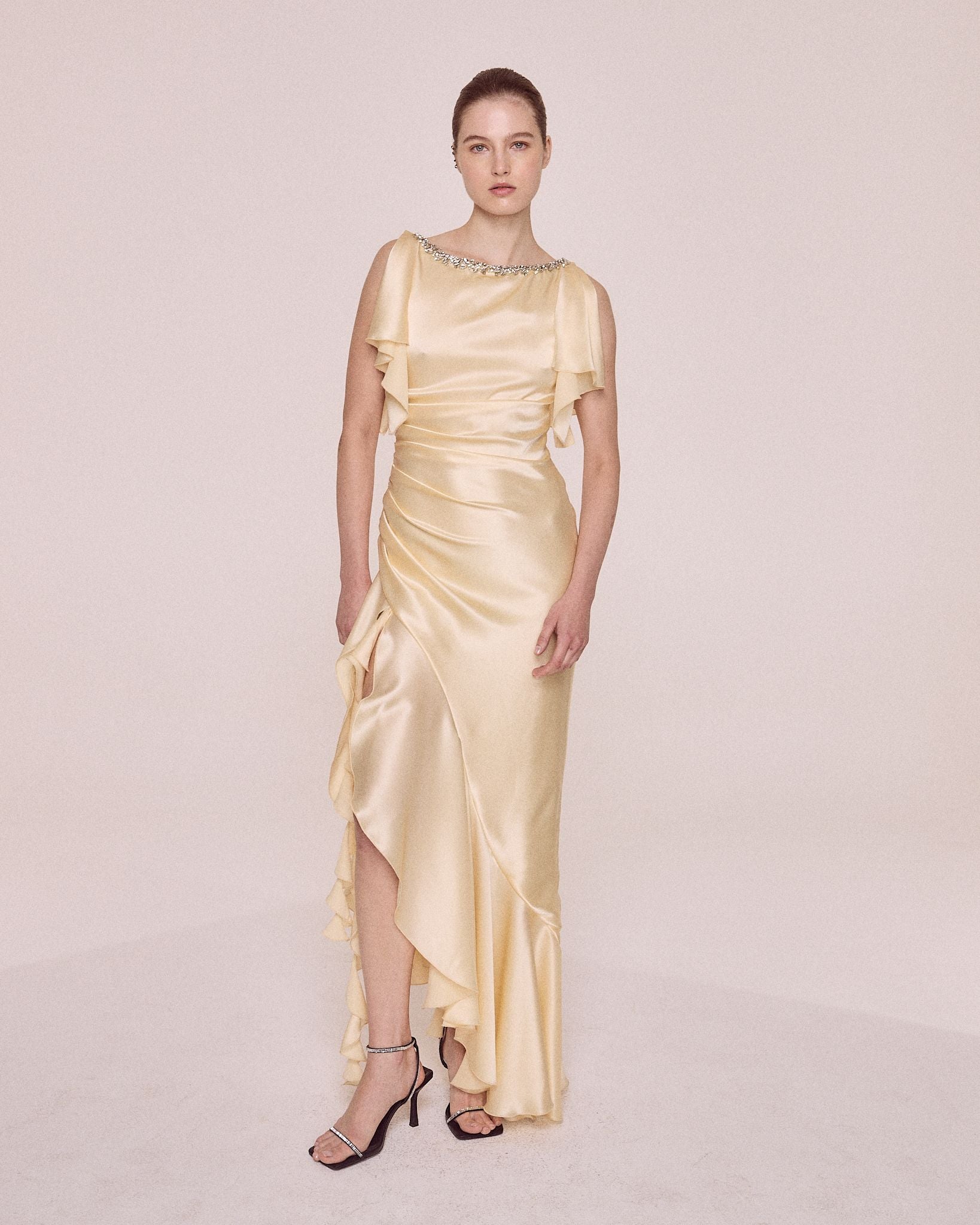 Satin Dress with Embroidery