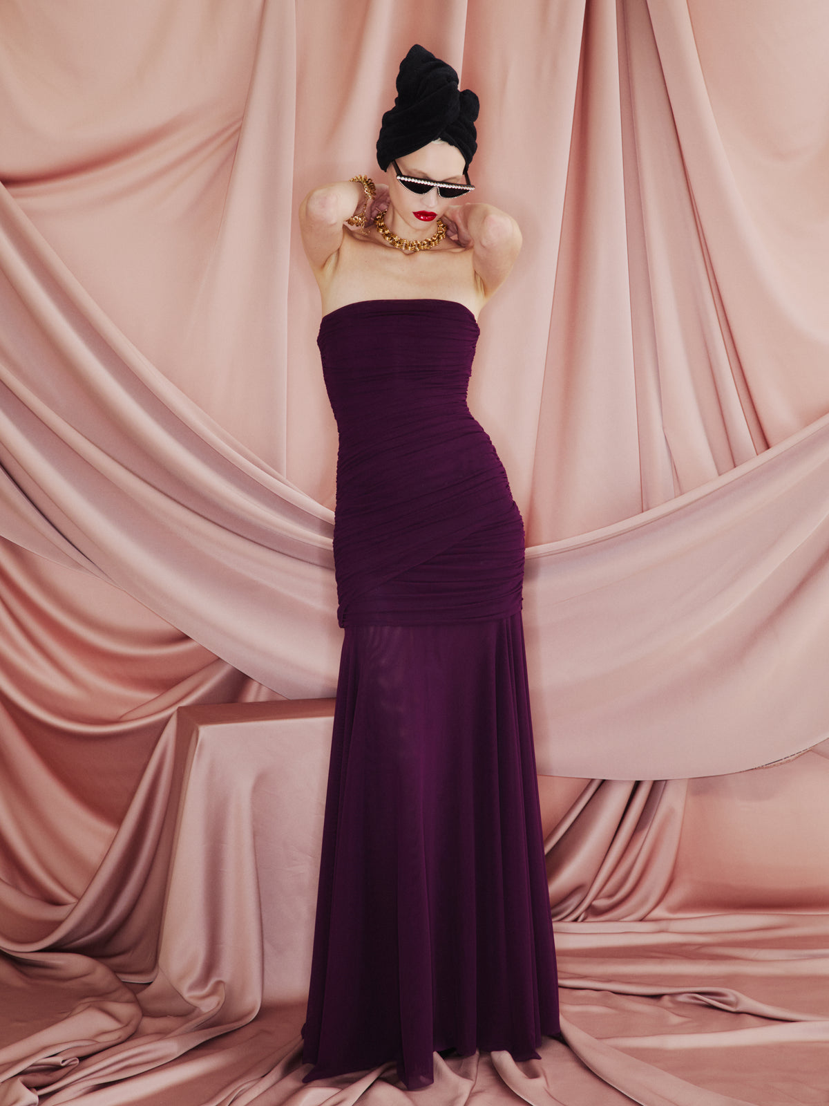 Long Dress in Stretch Net