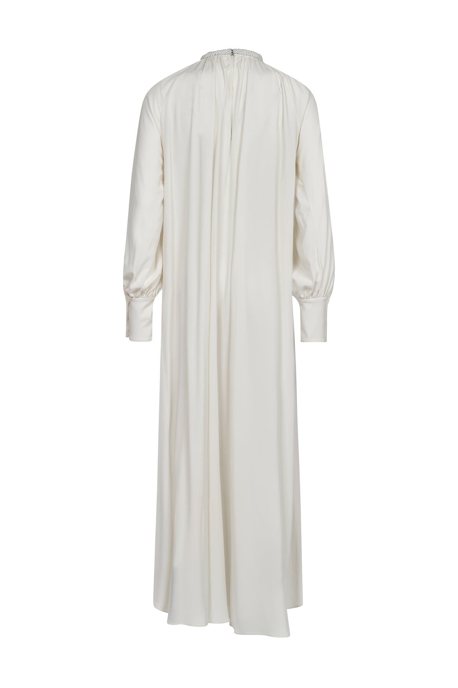 AMEN embellished collar long dress in ivory crêpe de chine fview
back