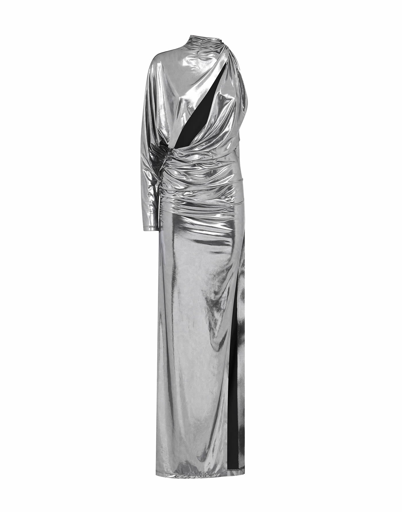 Long dress in laminated jersey