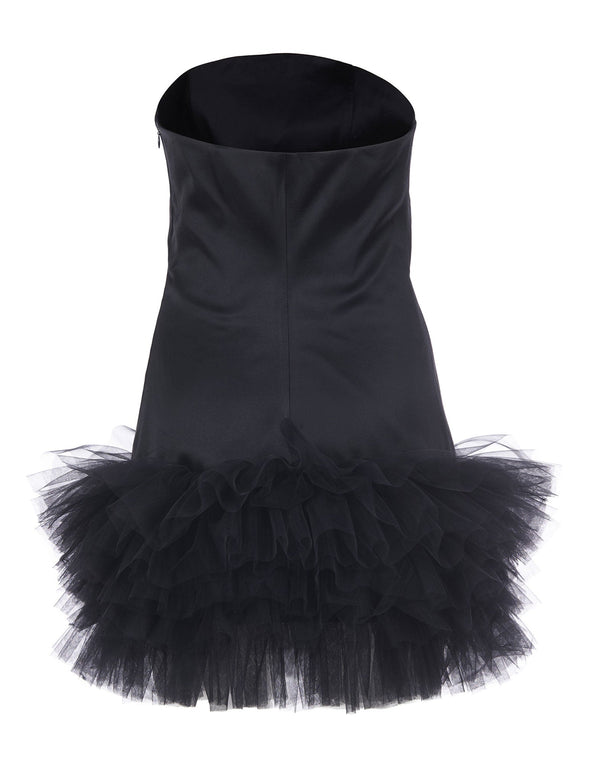 Twill corset black dress