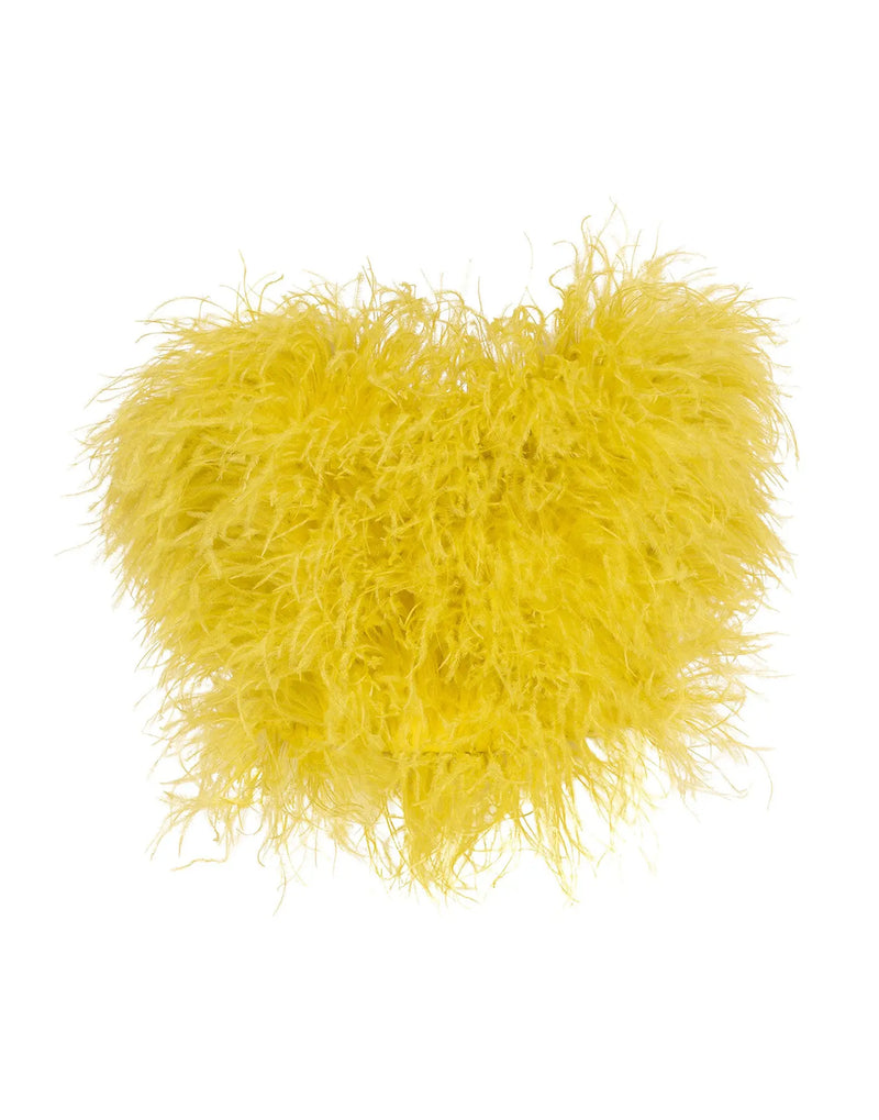 Top with yellow feathers