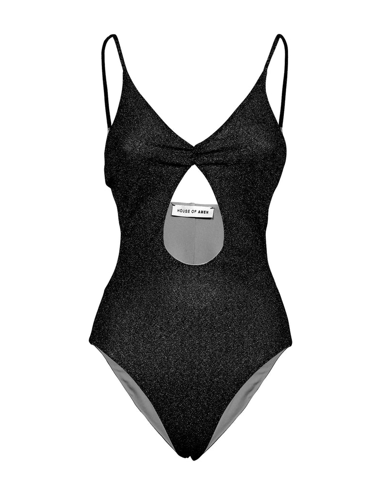 Swimsuit in black lurex
